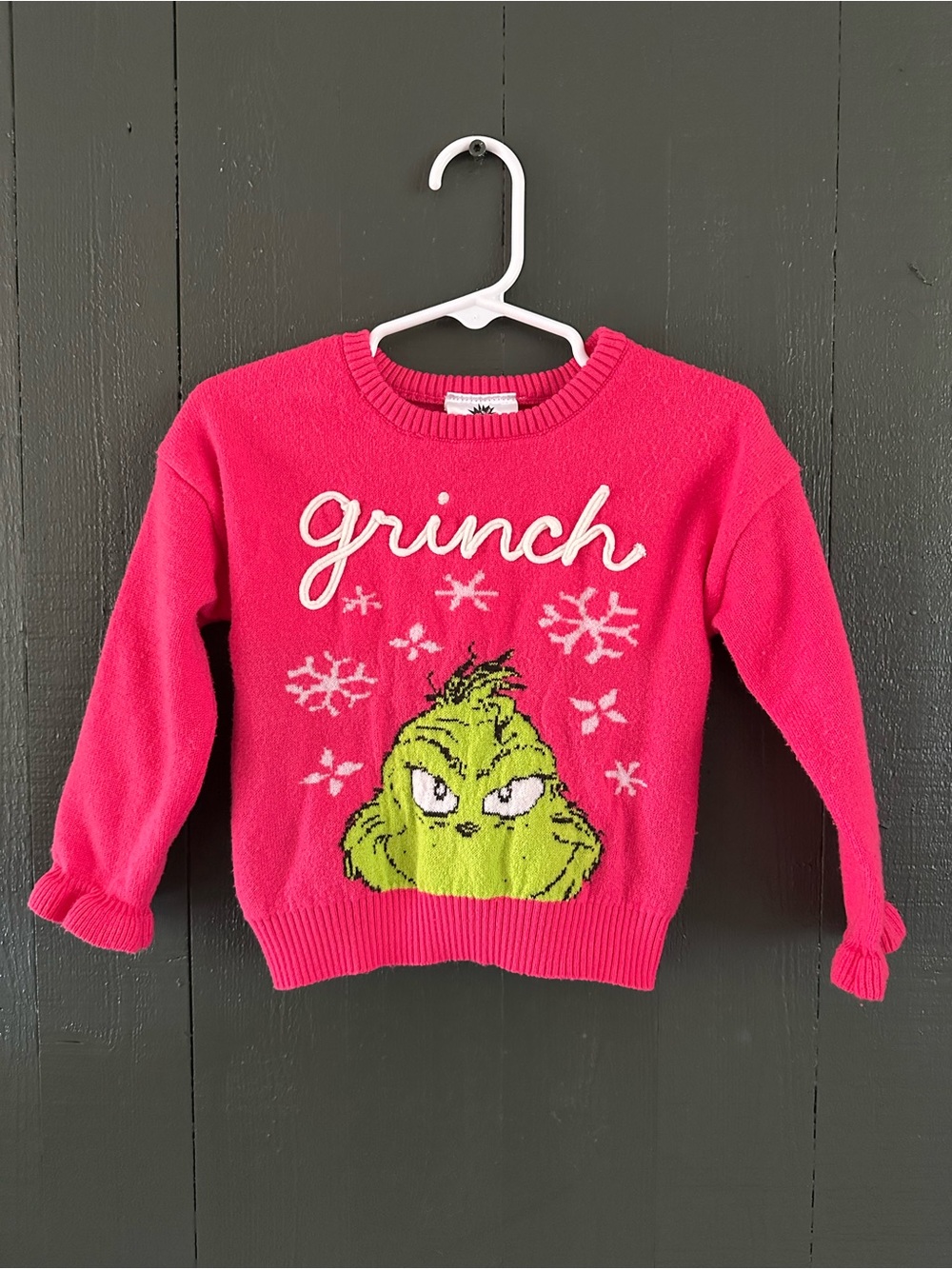 Kids Pink 'Grinch' Holiday Sweater